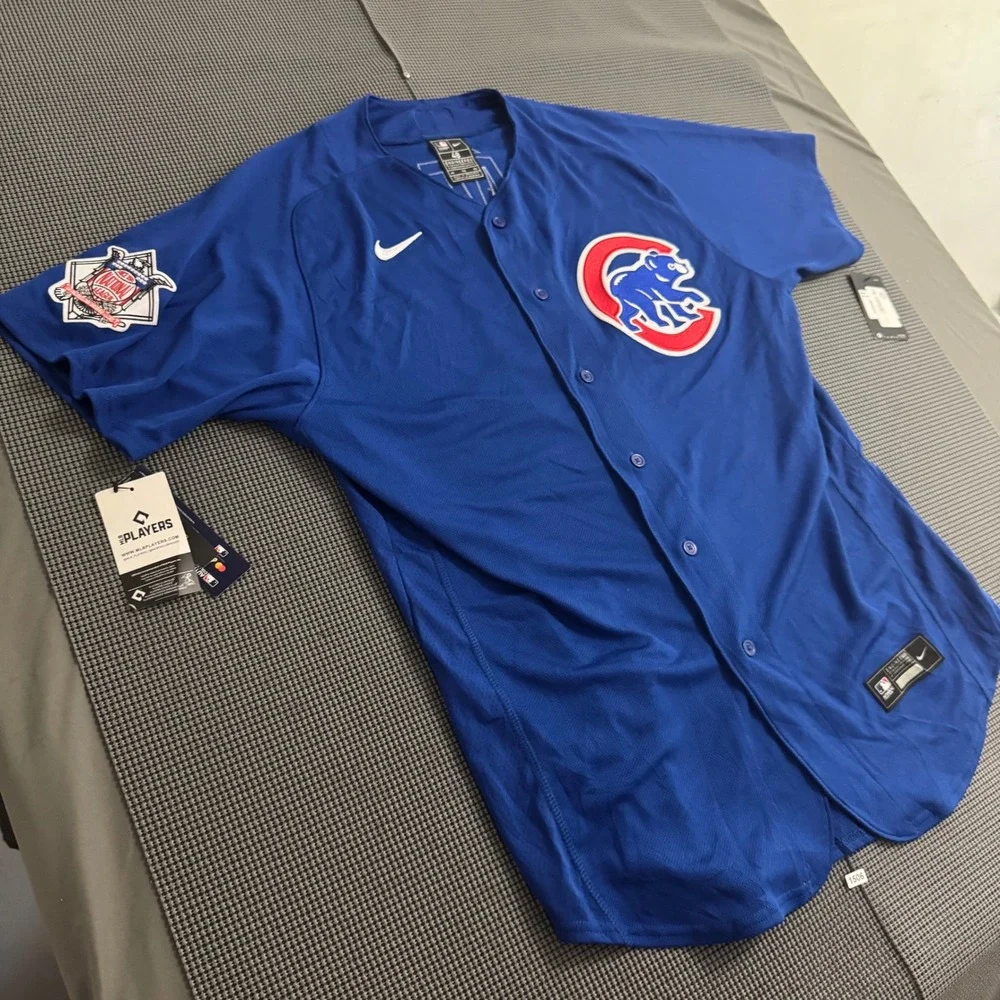 Nike Chicago Cubs Javier Baez 9 Authentic Jersey Blue Mens 48 8900-EJ3A